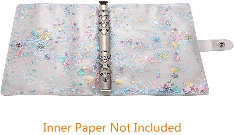SICCOMA A5 6-Ring Loose Leaf Binder Cover PVC Glitter A5 Planner Cover Notebook Binder Refillable Notebook Shell (6.7”x9.2”) for Round-Ring Planner Pages (Inner Paper Not Included) - Image 4