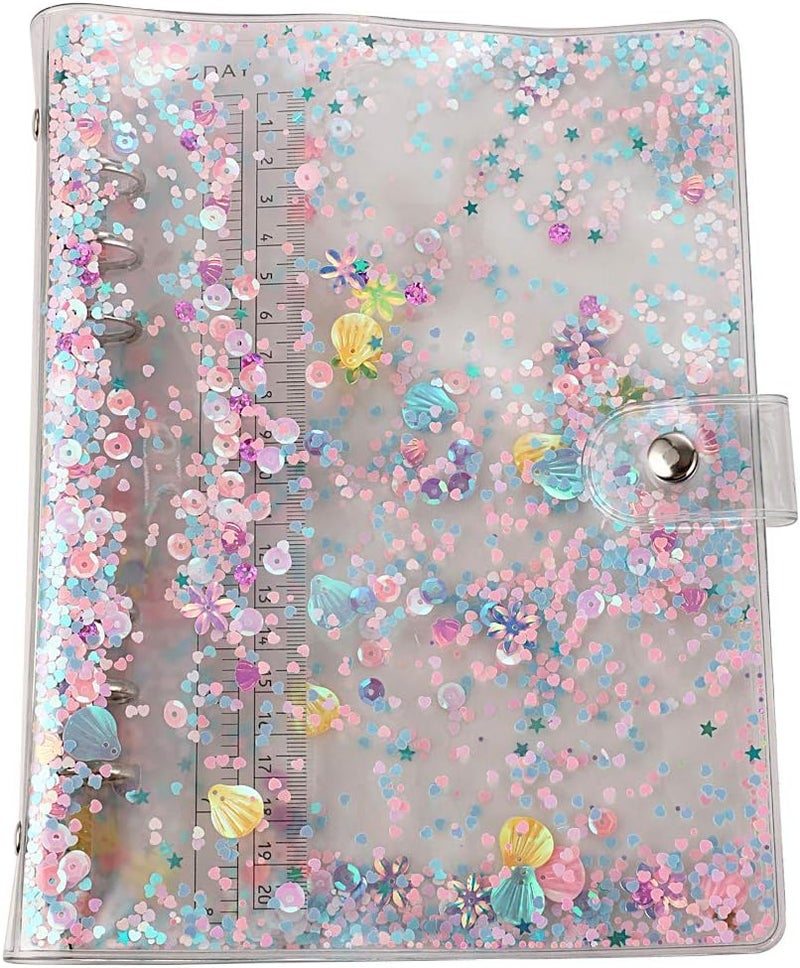 SICCOMA A5 6-Ring Loose Leaf Binder Cover PVC Glitter A5 Planner Cover Notebook Binder Refillable Notebook Shell (6.7”x9.2”) for Round-Ring Planner Pages (Inner Paper Not Included) - Image 1