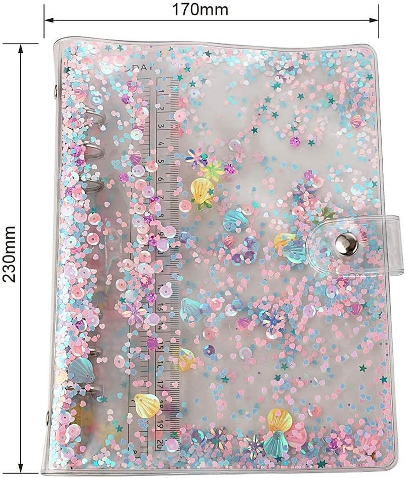 SICCOMA A5 6-Ring Loose Leaf Binder Cover PVC Glitter A5 Planner Cover Notebook Binder Refillable Notebook Shell (6.7”x9.2”) for Round-Ring Planner Pages (Inner Paper Not Included) - Image 2