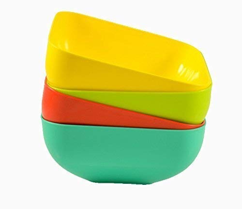 Nilzone Nilzone et of 4 Plastic Square Microwave Bowls Set Mixing and Serving Bowl for Kitchen Dinning Table Square Bowl  - Image 1