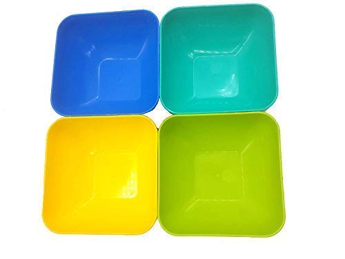 Nilzone Nilzone et of 4 Plastic Square Microwave Bowls Set Mixing and Serving Bowl for Kitchen Dinning Table Square Bowl  - Image 3