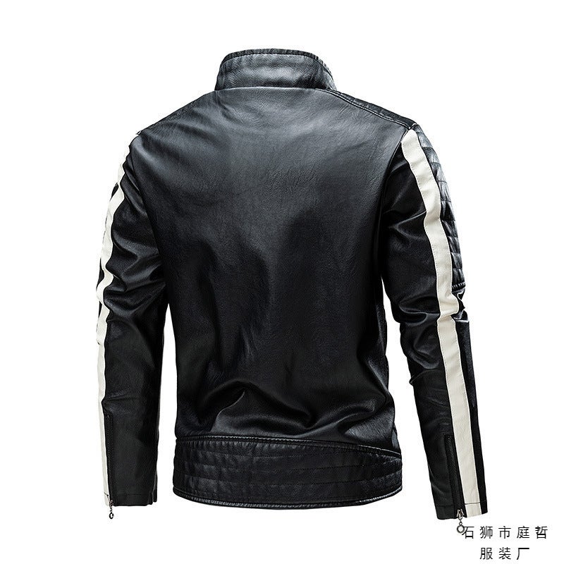 New Men'S Stitching Fashion Leather Jacket Jacket New Biker Leather Jacket Plus Size Men'S - Image 5