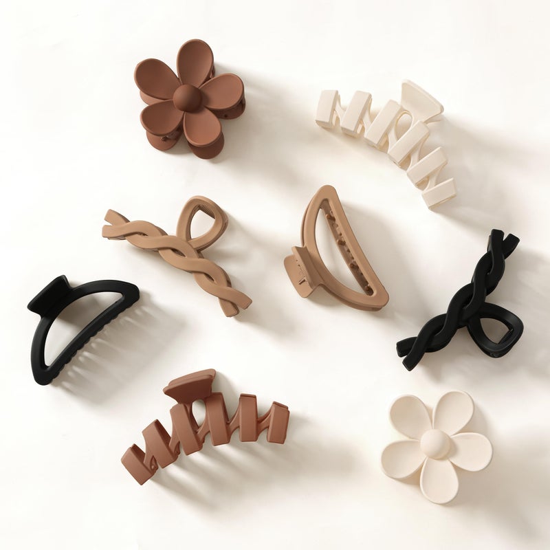 Sunolga 8PCS Hair Clips for Women, Flower Claw Clips for Thick Hair, Non-Slip Hair Accessories with Multi-Styles, Gradient Color Hair Clips and Variety Pack, Ideal for Girls - Image 1