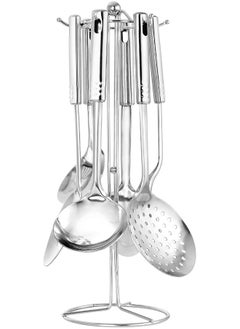 Berger Stainless Steel Kitchen Tools 10-Piece Set, Silver, Multifunctional Stainless Steel Kitchenware With Holder Stand  - Image 4