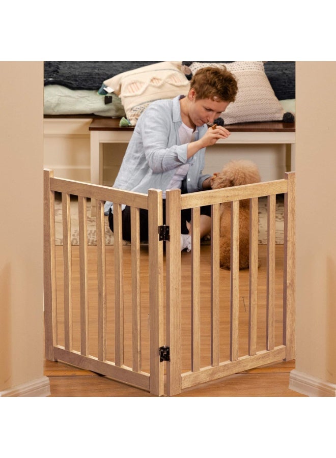 بوابة كلاب خشبية قائمة بذاتها وقابلة للتعديل - حاجز داخلي قابل للطي للحيوانات الأليفة للكلاب الصغيرة والمتوسطة - لا يتطلب التركيب، فاصل أنيق للغرف للمداخل والممرات والسلالم - Image 3