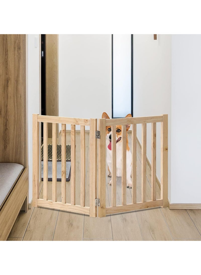 بوابة كلاب خشبية قائمة بذاتها وقابلة للتعديل - حاجز داخلي قابل للطي للحيوانات الأليفة للكلاب الصغيرة والمتوسطة - لا يتطلب التركيب، فاصل أنيق للغرف للمداخل والممرات والسلالم - Image 5