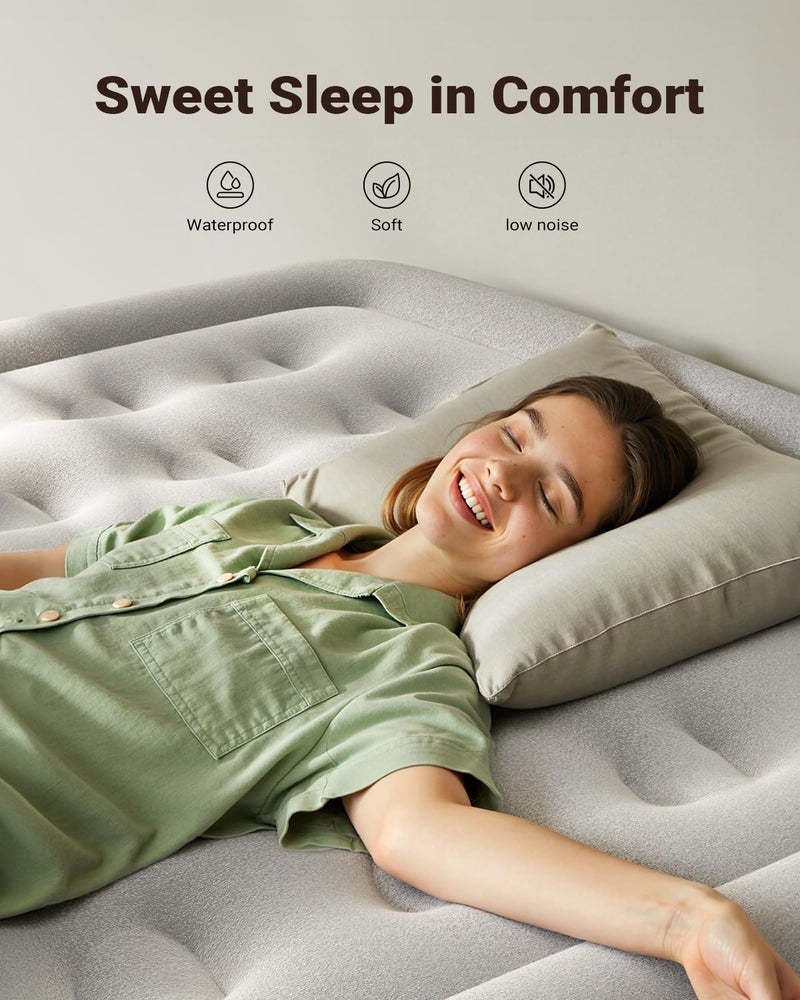 iDOO Air Mattress Queen with Built in Pump, 18 Raised Comfort Inflatable Blow up Mattress, Upgraded Four Chamber Portable Air Bed for Guests and Home, Colchon Inflable, 650 lbs Max - Image 2