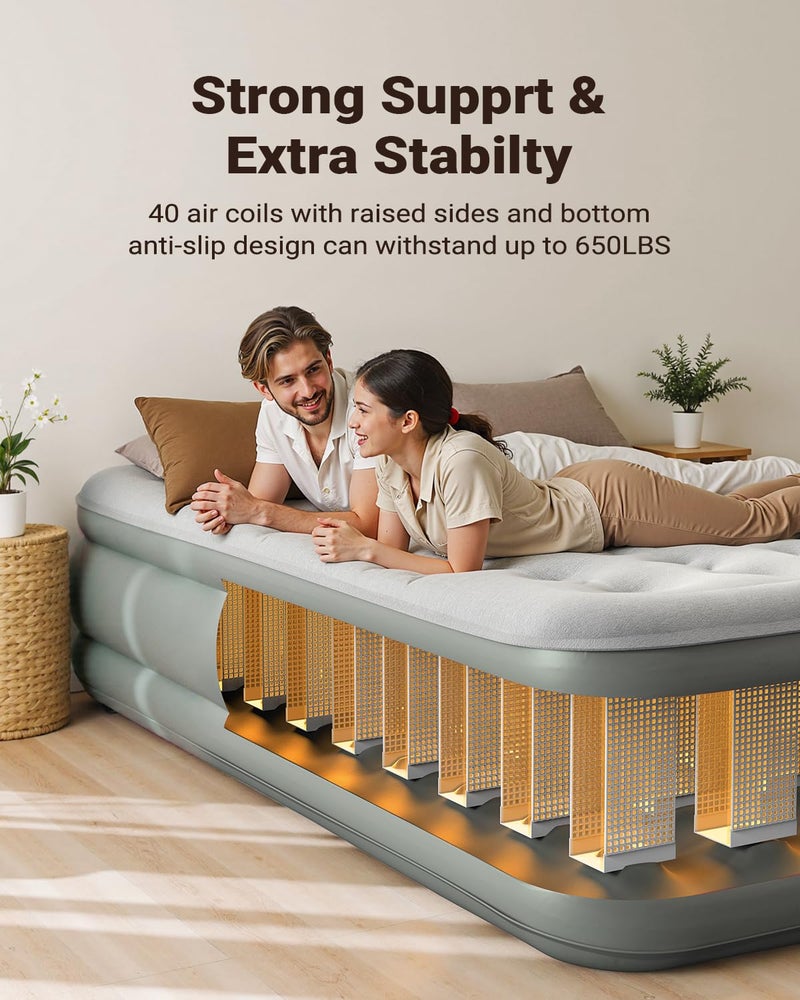 iDOO Air Mattress Queen with Built in Pump, 18 Raised Comfort Inflatable Blow up Mattress, Upgraded Four Chamber Portable Air Bed for Guests and Home, Colchon Inflable, 650 lbs Max - Image 5