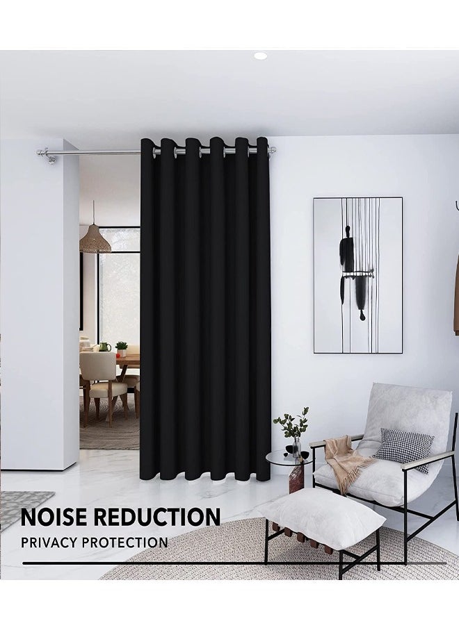 Arabest - Room Divider Blackout Curtains Thermal Insulated Decor Grommet Blackout Drapes for Bedroom Dining Studio Office Black 200x270/200x240/200x200cm - Image 1