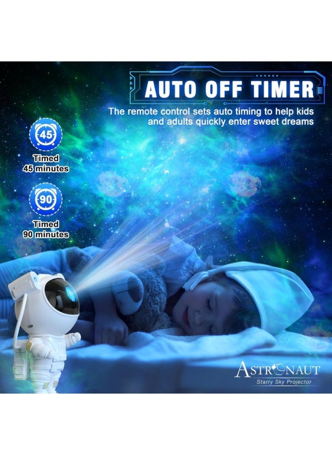Night Star Projector Lamp with Timer and Remote Control, 360 Degree Adjustable Astronaut Design, Galaxy Nebula Pattern, Suitable for Kids and Adults Bedrooms, Playroom and Parties
