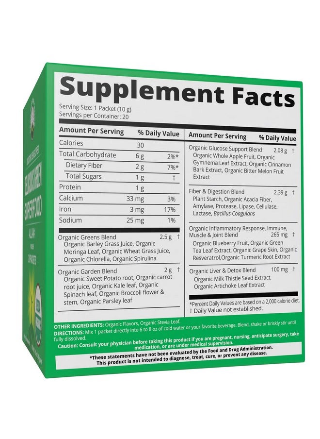 Peak Performance Peak Performance Organic Greens Superfood Powder Single Serve Travel Packets. Best Tasting Organic Green Juice Super Food with 25+ All Natural Ingredients for Max Energy. (20 Pack)  - Image 5