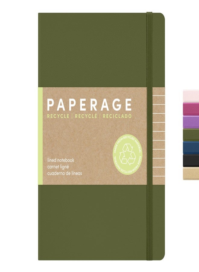 PAPERAGE Recycled Lined Journal Notebook, (Olive), 160 Pages, Medium 5.6 inches x 8 inches - 100 GSM Thick Paper, Hardcover - Image 1