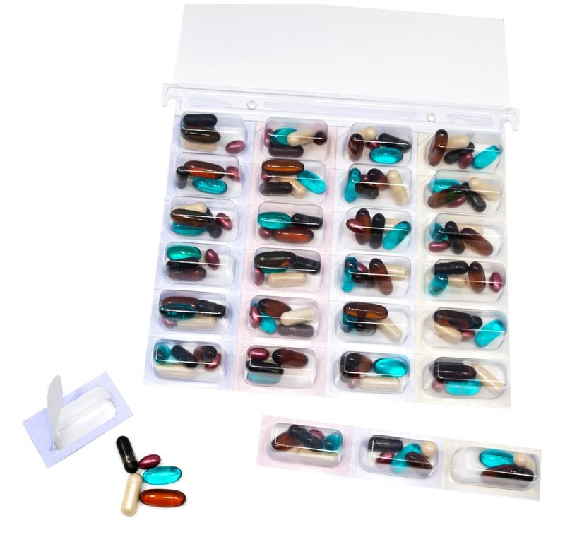 Cold Seal Medication Blister Cards 6 Pack 2XL Controlled Unit Dose Pill Packaging System Color Coded Easy Perforated Separation No Sealing Equipment Needed6 Pack XXL