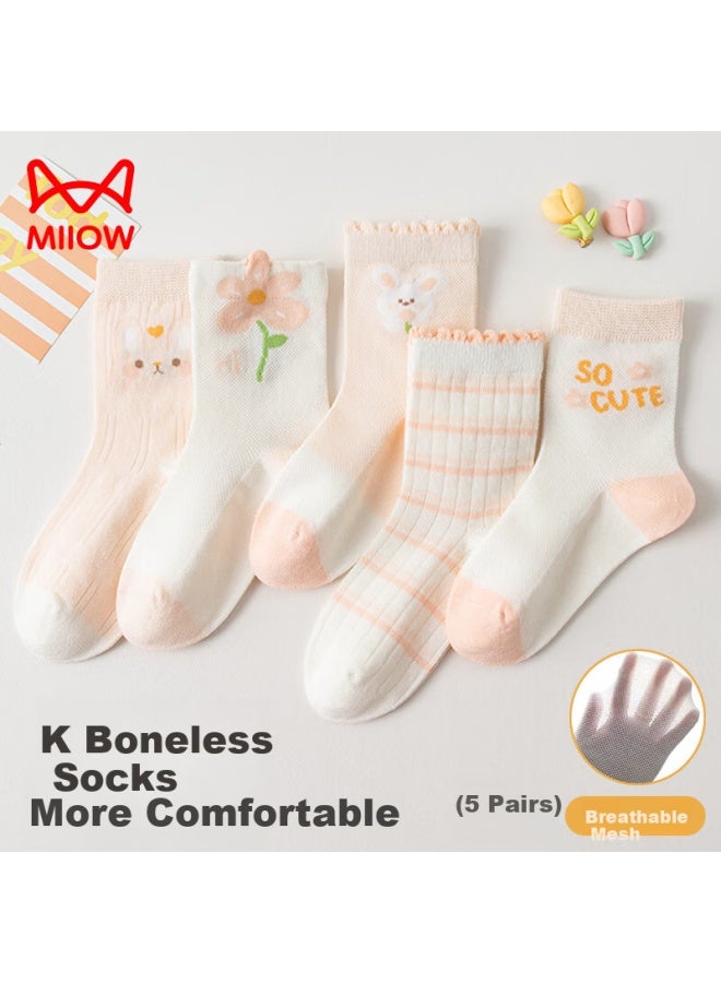 MIIOW Children's Socks For Girls , Summer Thin Mid-calf Socks, Baby Girl Casual Socks - Image 2