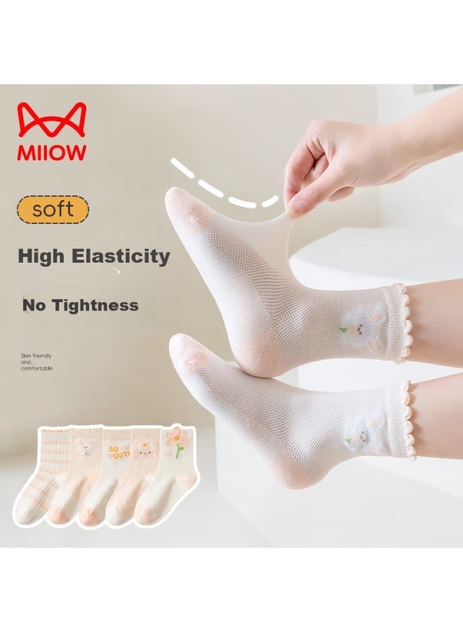 MIIOW Children's Socks For Girls , Summer Thin Mid-calf Socks, Baby Girl Casual Socks - Image 1