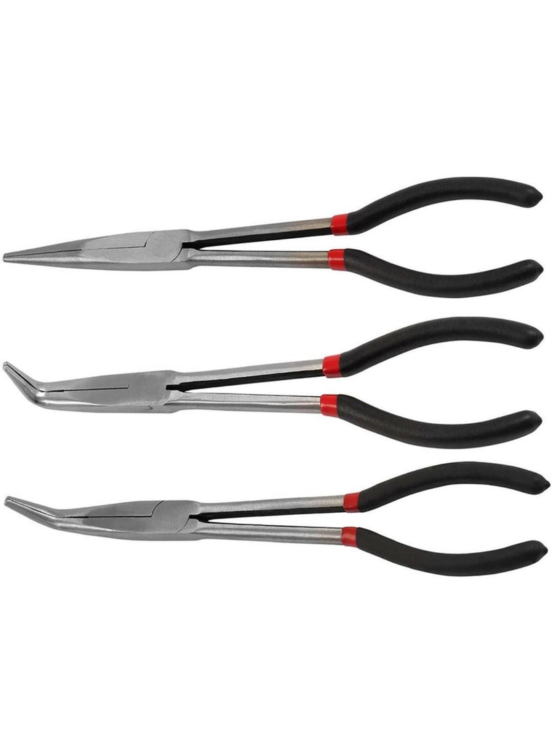 GGOOT 11" Extra Nose Pliers 45/25 Degree Straight Needle Bent Multitool Hand Tool Antirust Hardware - Image 1