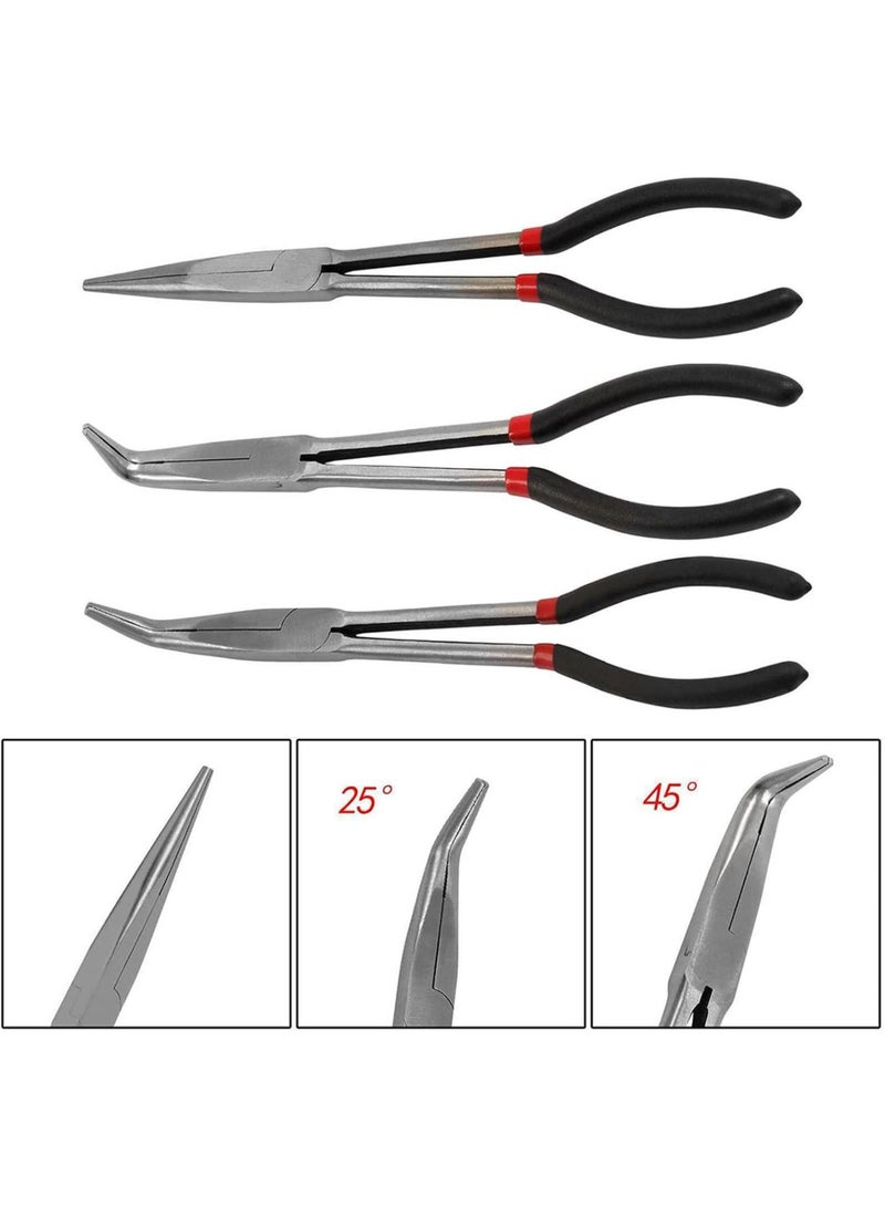 GGOOT 11" Extra Nose Pliers 45/25 Degree Straight Needle Bent Multitool Hand Tool Antirust Hardware - Image 2