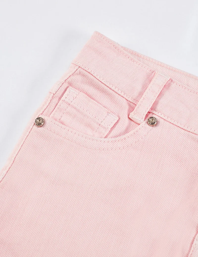 Denokids Pink Denim Mini Girl Skirt