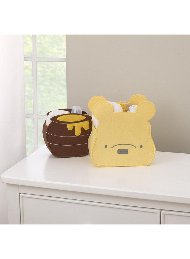 NoJo Disney Winnie The Pooh and Hunny Pot Yellow and Brown Two Piece Felt Storage Caddy - 1 Large, 1 Small - Image 4