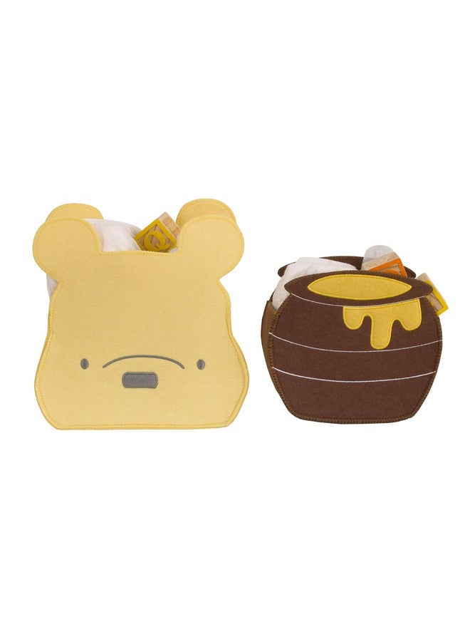 NoJo Disney Winnie The Pooh and Hunny Pot Yellow and Brown Two Piece Felt Storage Caddy - 1 Large, 1 Small - Image 1