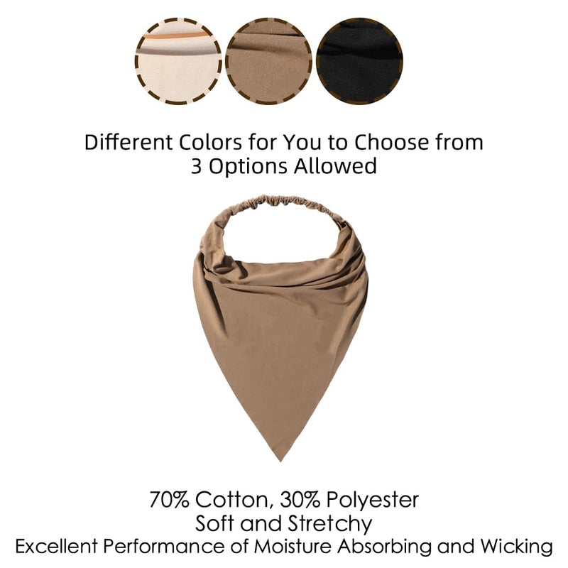 Vercret 6 Pack Hair Scarf Headband for Women - Elastic Hair Kerchief Large Boho Triangle Bandana Head Scarf with Clips Non Slip Solid Color Headbands Hair Scarves for Teen Girls - Image 5