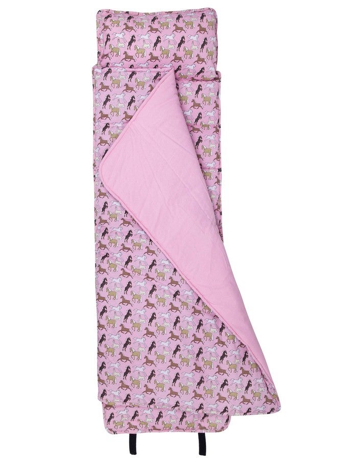 Wildkin Nap Mat With Pillow Daycare And Preschool Designed To Fit On A Standard Cot Patterns Coordinate With Our Lunch Boxes And Backpacks Wildkin Nap Mats Horses in Pink - Image 1