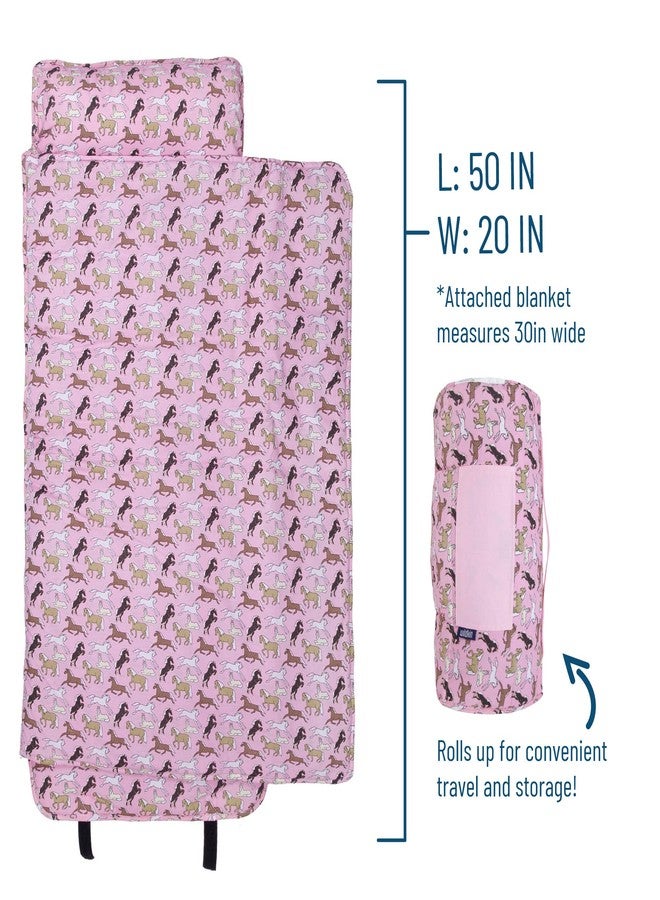 Wildkin Nap Mat With Pillow Daycare And Preschool Designed To Fit On A Standard Cot Patterns Coordinate With Our Lunch Boxes And Backpacks Wildkin Nap Mats Horses in Pink - Image 4