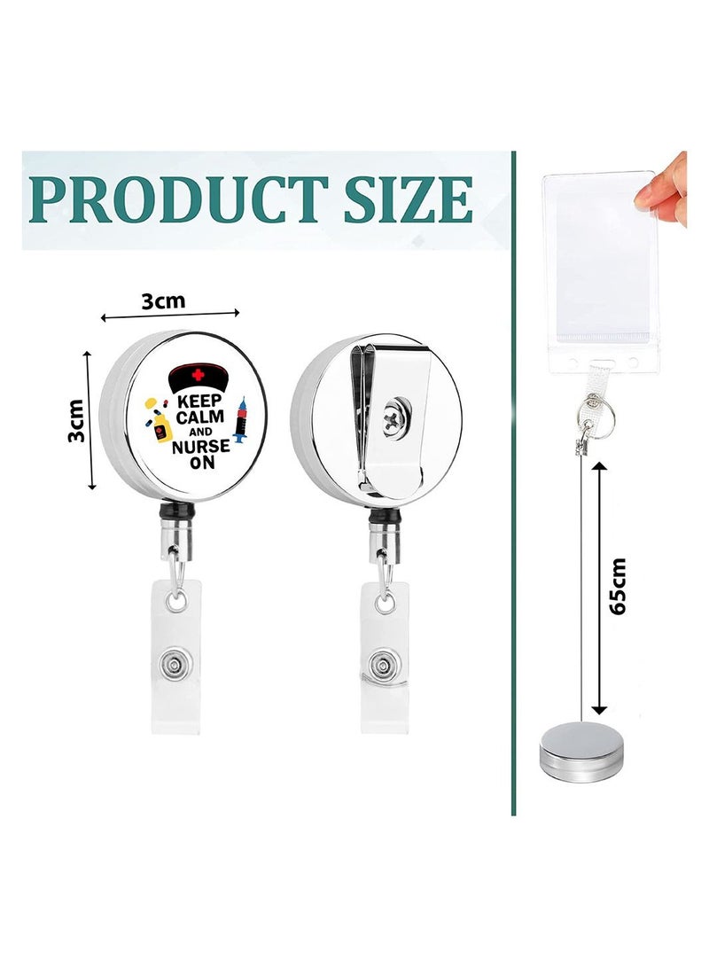 PRINTSHOP4ME Nurse Day Badge Reels Retractable - Durable Epoxy Coating and 5 Designs - Tich Button Clip and Badge Buckle - Nursing Appreciation Gifts (Design 4) - Image 3