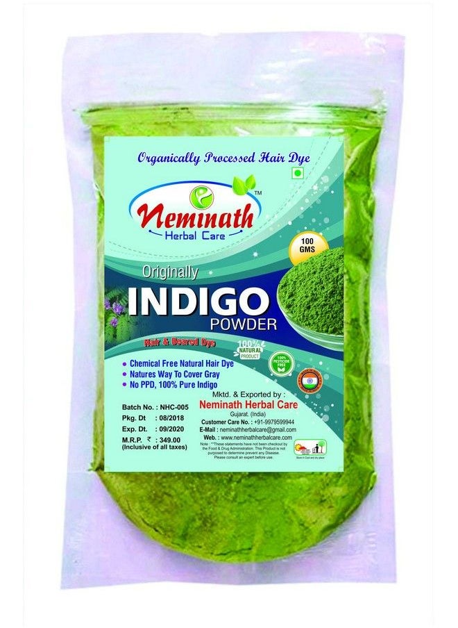 Neminath Herbal Care - Organic Indigo Powder For Hair Beard Black (100Gm) - Image 1