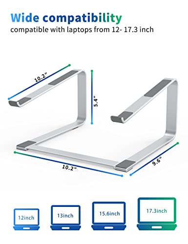 SOUNDANCE Laptop Stand for Desk Ergonomic Metal Computer Riser for 12173 Inch Laptops Heavy Duty Stable Desktop Holder Improves Eye Level Workspace Organization Silver - Image 3