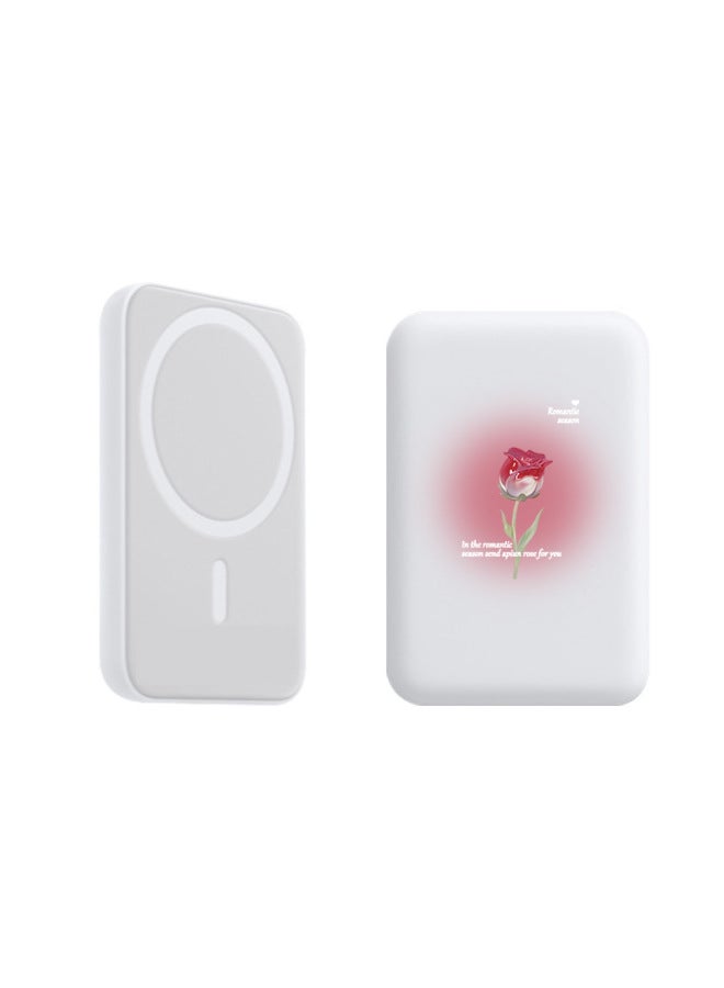 Magsafe Magnetic Wireless Power Bank Protective Case For Apple Frosted White Japanese And Korean Tulip-Specifications:Frosted White  - Image 1