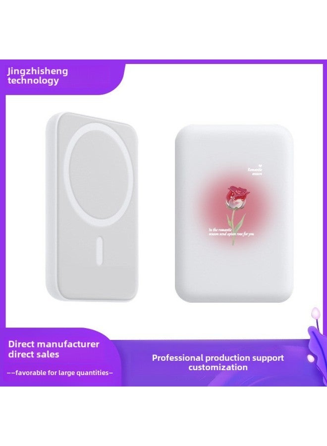 Magsafe Magnetic Wireless Power Bank Protective Case For Apple Frosted White Japanese And Korean Tulip-Specifications:Frosted White  - Image 2