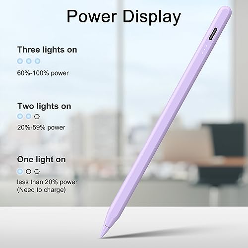 DIGIROOT Stylus Pen for iPad, 13 mins Fast Charging Apple iPad Pencil with Palm Rejection, Compatible with 2018-2022 iPad Air 3/4/5, iPad Mini 5/6, iPad 6/7/8/9/10, iPad Pro 11", iPad Pro 12.9" (Purple) - Image 4