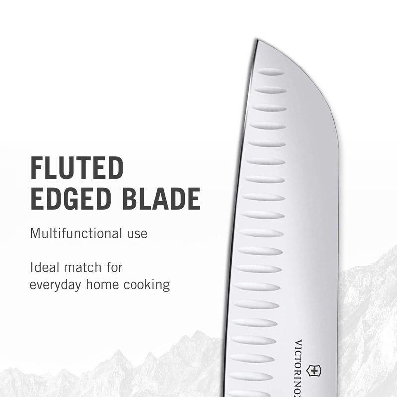 فيكترونوكس سكين سانتوكو بحافة مطوية ومزود بمقبض من خشب الورد - Image 3