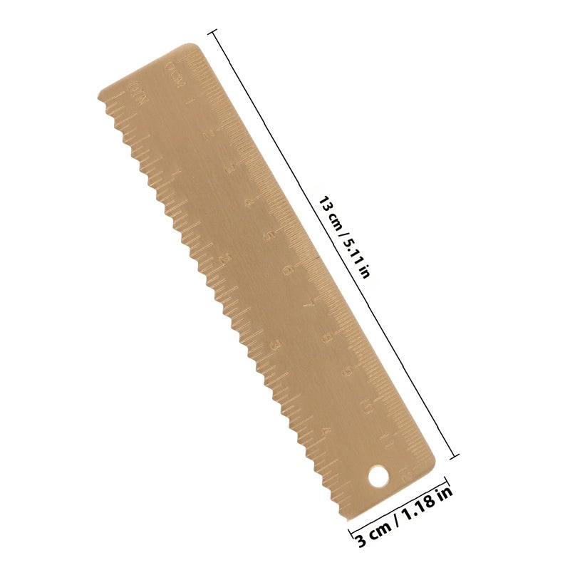 Brass Ruler 12cm Double Scale Metal Measuring Tool Inch and Centimeter Vintage Design - Image 3