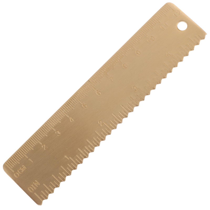 Brass Ruler 12cm Double Scale Metal Measuring Tool Inch and Centimeter Vintage Design - Image 2