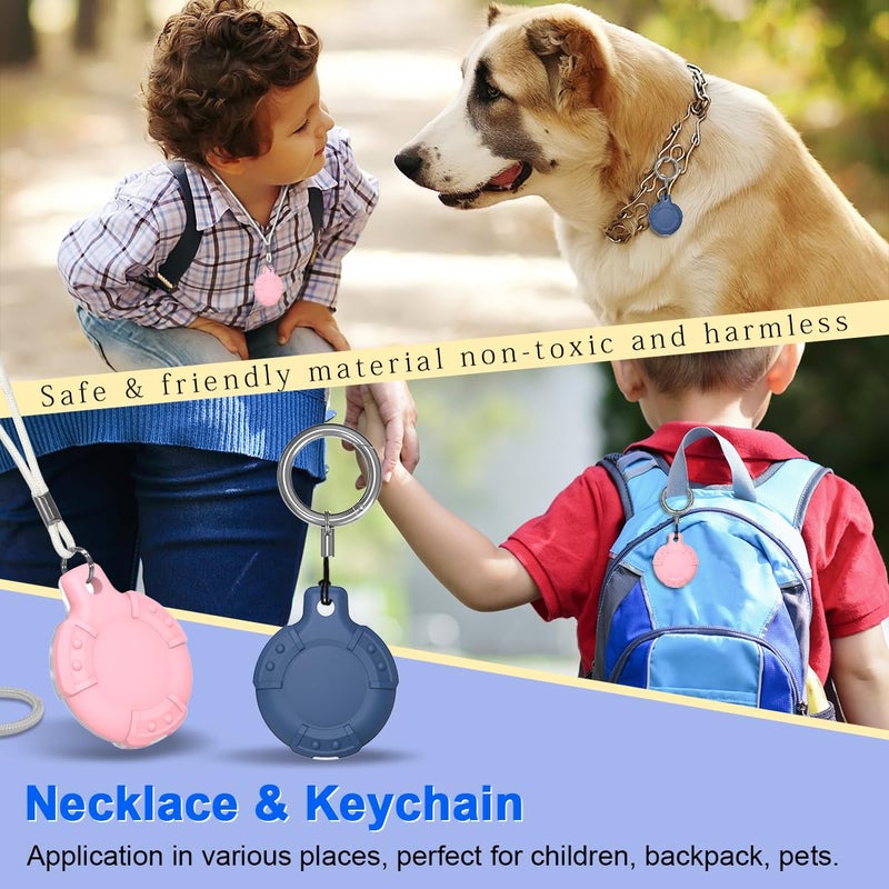 TOLUOHU [4 Pack] for Air Tag Bracelet & Airtag Necklace, Silicone Wristband Air tag Holder Kids Hidden Waterproof AirTag Accessories Compatible with Apple AirTag Lightweight, Adjustable (Blue + Pink) - Image 5
