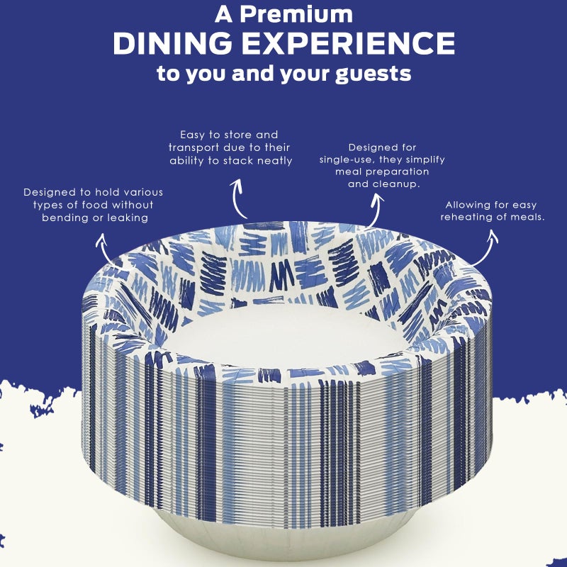 PAMI 20oz Heavy Duty Blue Paper Bowls for Soup, 200 Pack Disposable Microwave-Safe, Oil, Water & Cut Resistant - Image 4