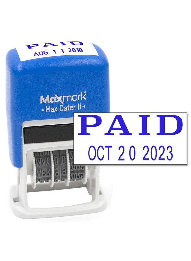 MaxMark Selfinking Rubber Date Office Stamp With Paid Phrase & Date Blue Ink (Max Dater Ii) 12Year Band - Image 2