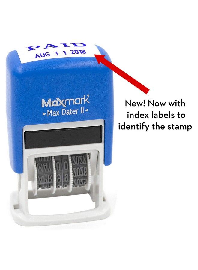 MaxMark Selfinking Rubber Date Office Stamp With Paid Phrase & Date Blue Ink (Max Dater Ii) 12Year Band - Image 4