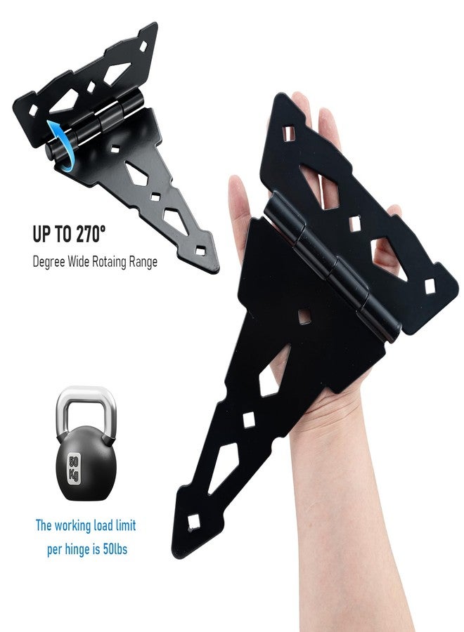 ويل ميد طقم بوابة خشبية متينة من WellMade، مفصلات على شكل حرف T مزخرفة مقاس 8 بوصات، وقفل زنبركي مع براغي، مناسب للأسوار الخشبية، ومخازن التخزين، والحظائر، لون أسود. - Image 2