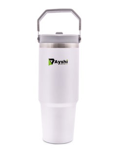 Ayshi IceFlow Stainless Steel Water Jug with Straw, Vacuum Insulated Water Bottle for Home and Office, Reusable Tumbler with Straw Leakproof Flip