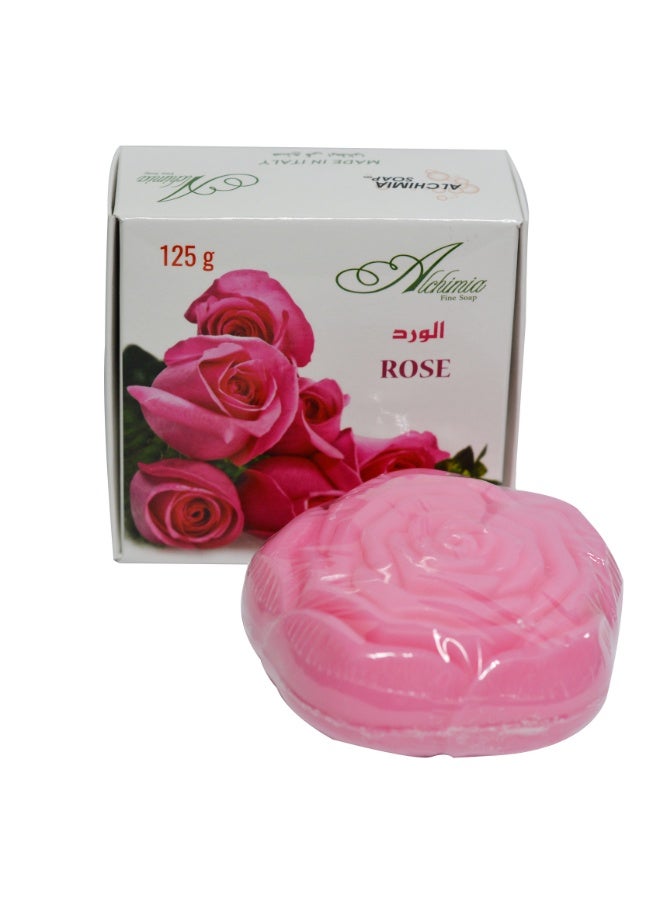 Alchimia Rose Soap Pink 125G | Luxury Italian Vegetable Soap with Elegant Floral Fragrance | Moisturizing Effect | Refreshing skincare experience | Suitable for all skin types - Image 1