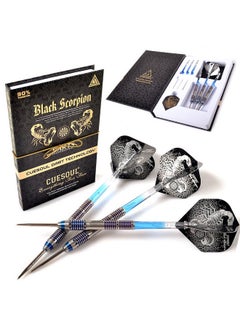 CUESOUL Black Scorpion 26G Tungsten Steel Tip Dart Set,Barrel With Blue Titanium Coated Finished  - Image 1