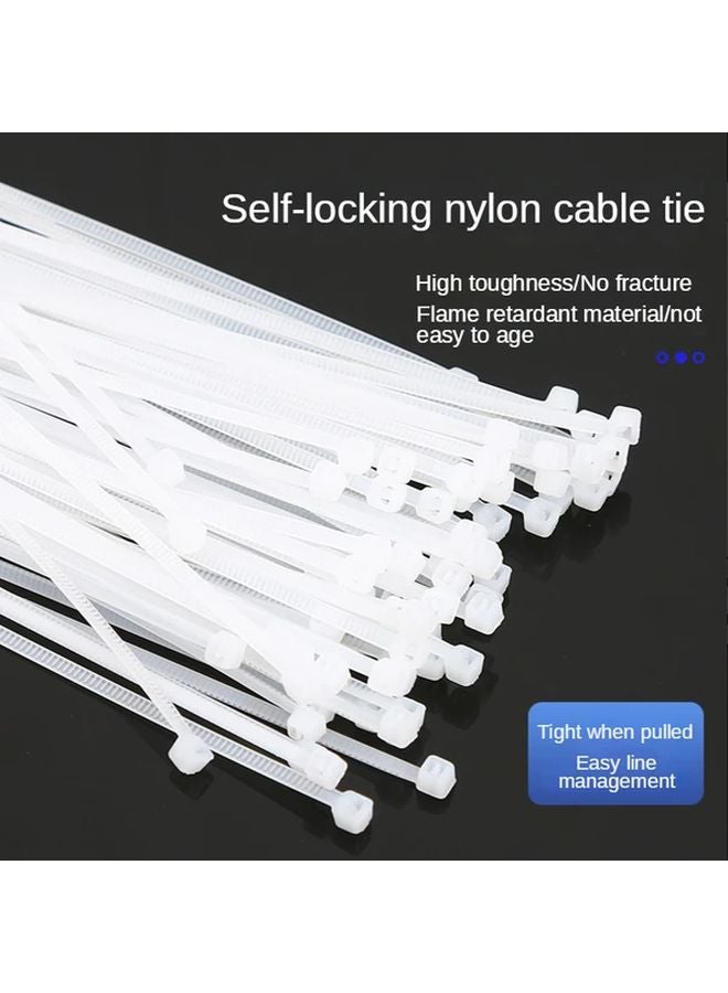 White Small Size 2 5x100mm Heavy Duty Self Locking Cable Ties 100pcs Bag Durable Adjustable Wire Ties For Home Office Gardening - Image 2
