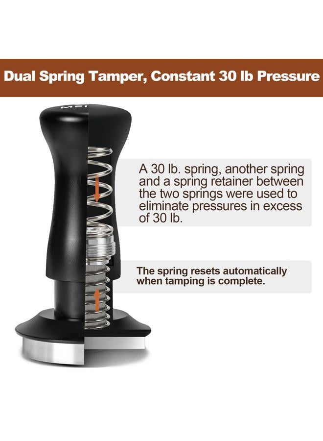 MEION Espresso Tamper 53.3mm Coffee Tamper, Calibrated Dual Spring Loaded Barista Tamper with Stainless Steel Base, Comes with aluminum storage pad (53.3MM, Black) - Image 2