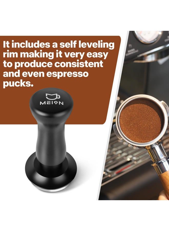 MEION Espresso Tamper 53.3mm Coffee Tamper, Calibrated Dual Spring Loaded Barista Tamper with Stainless Steel Base, Comes with aluminum storage pad (53.3MM, Black) - Image 3