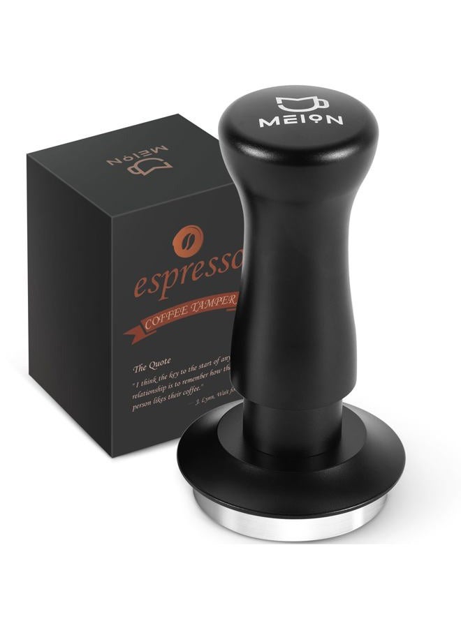 MEION Espresso Tamper 53.3mm Coffee Tamper, Calibrated Dual Spring Loaded Barista Tamper with Stainless Steel Base, Comes with aluminum storage pad (53.3MM, Black) - Image 1