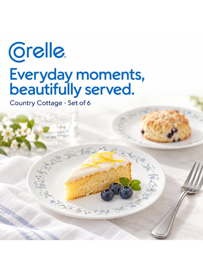 كوريل Corelle Country Cottage أطباق صغيرة 6.75 بوصة، طقم 6 قطع، من زجاج Vitrelle، خفيفة الوزن ومقاومة للتكسر والتشقق، آمنة لغسالة الصحون والميكروويف - Image 3