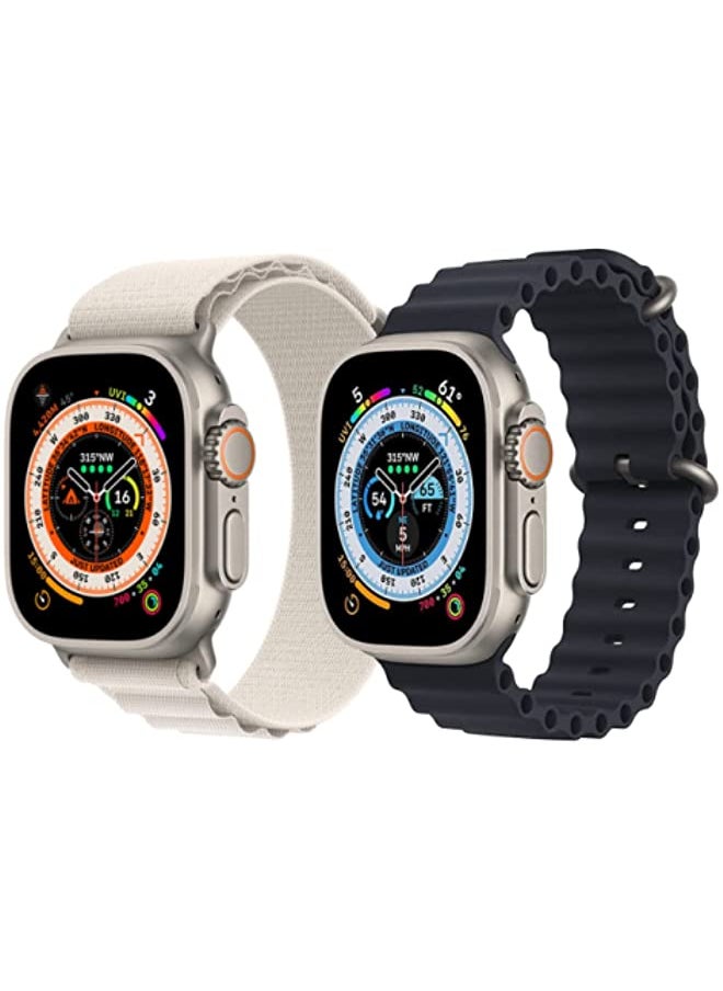 vesus - Nylon G-hook Loop Buckle Watch Strap Black , Silicone Ocean Band Strap Orange and Silicone Ocean Band Strap Snow White for Apple Watch Ultra 8 49mm Set of 3 - Image 1